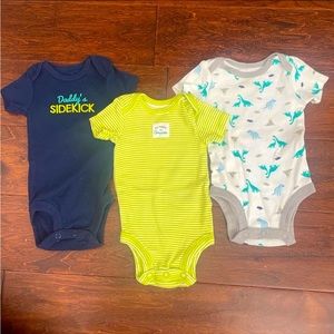 3 Newborn Size Baby Boy Onesies